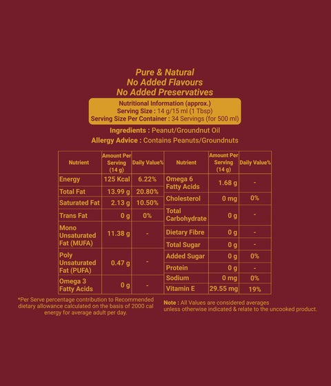 Extra Virgin Groundnut / Peanut Oil